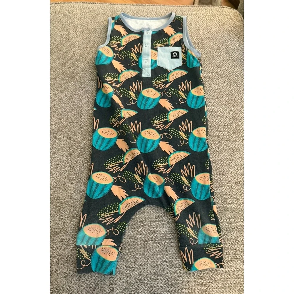 RAGS Unisex Kids‎ 2T Watermelon Print Tank Henley Capri Bamboo Romper